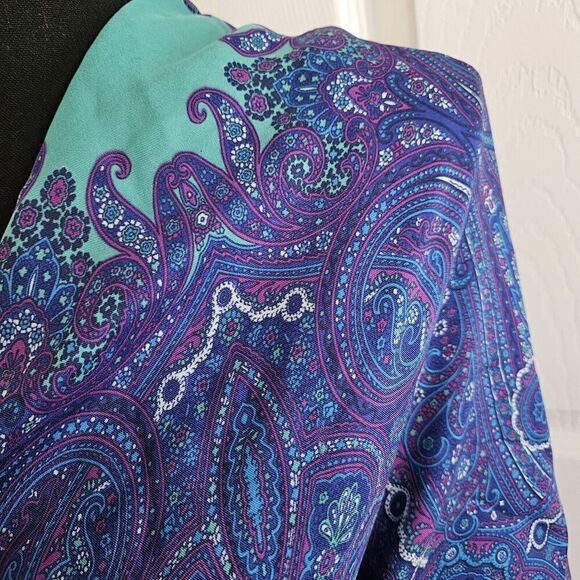Tie Rack Italy Royal Blue Wrap Paisley Square Scarf 35" Machine Wash - Picture 3 of 7